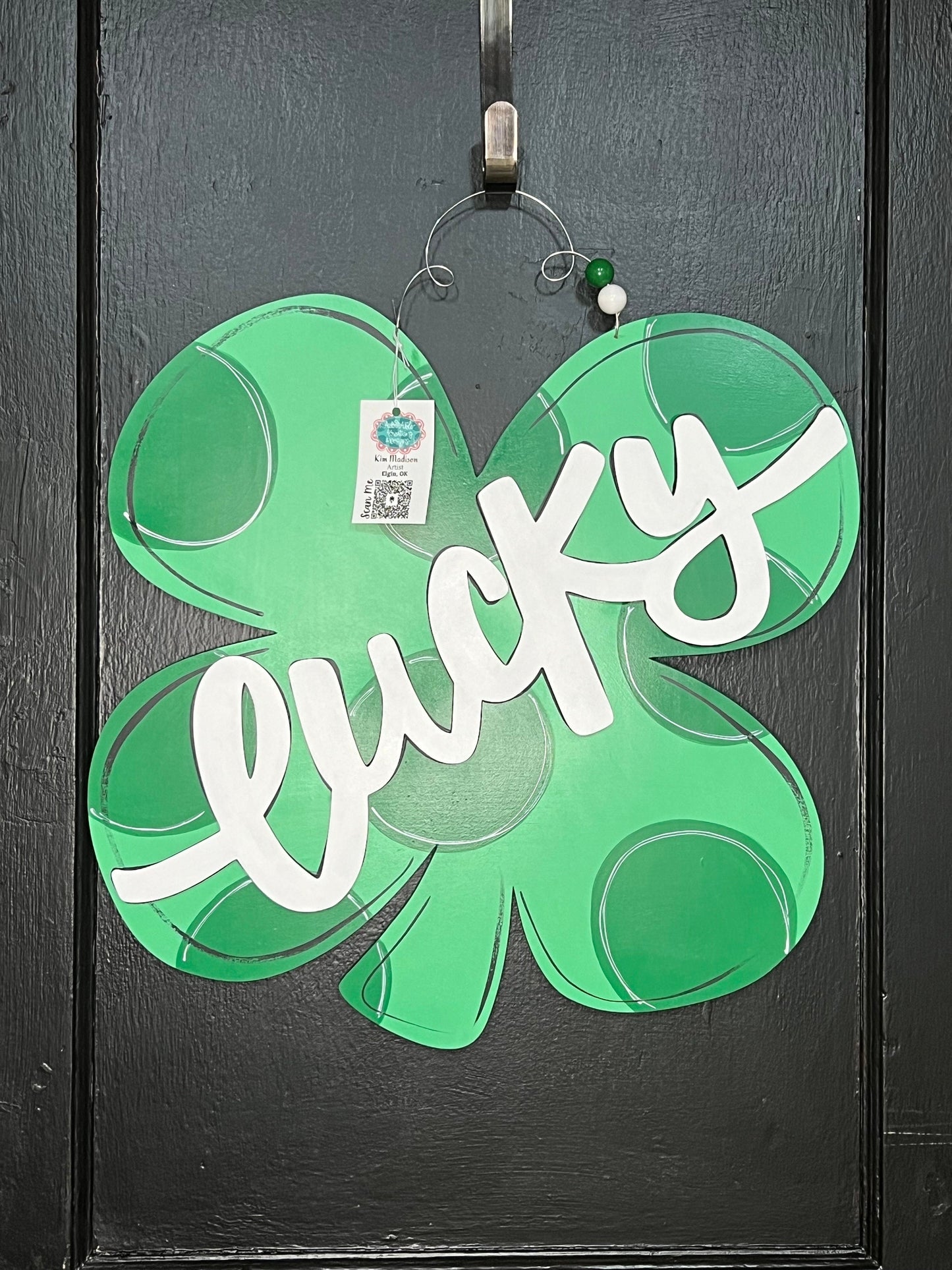 St Patrick's Day Clover Door Hanger, Lucky Four Leaf Clover, 20"