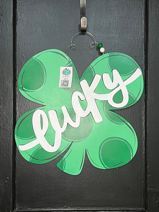 St Patrick's Day Clover Door Hanger, Lucky Four Leaf Clover, 20"