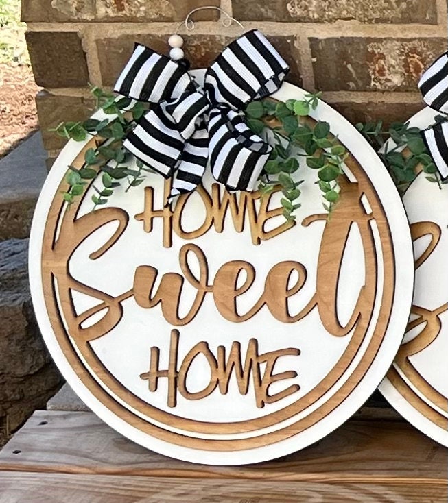 3D Home Sweet Home Door Hanger, Everyday Decor (23" Round)