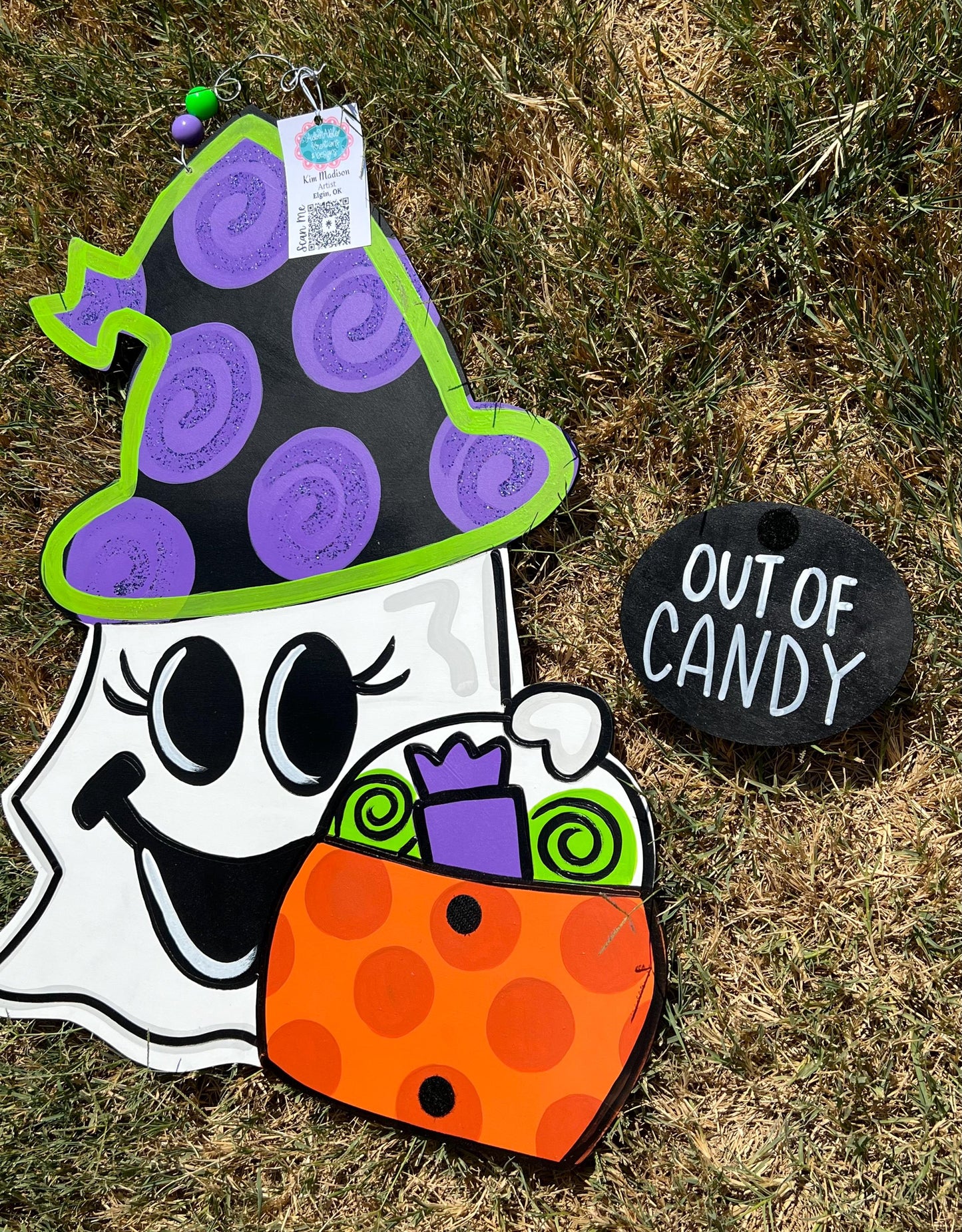 Ghost Trick or Treat Door Hanger, Out of Candy, Fall Decor