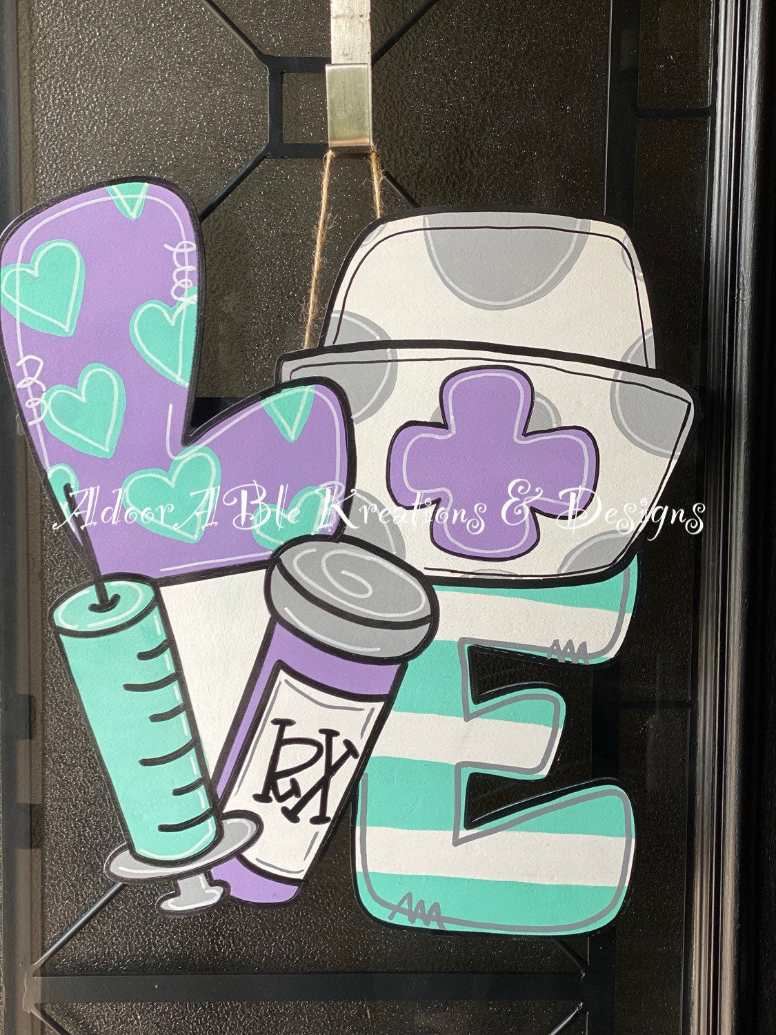 LOVE Nurse Door Hanger | Custom Painted Plywood Sign
