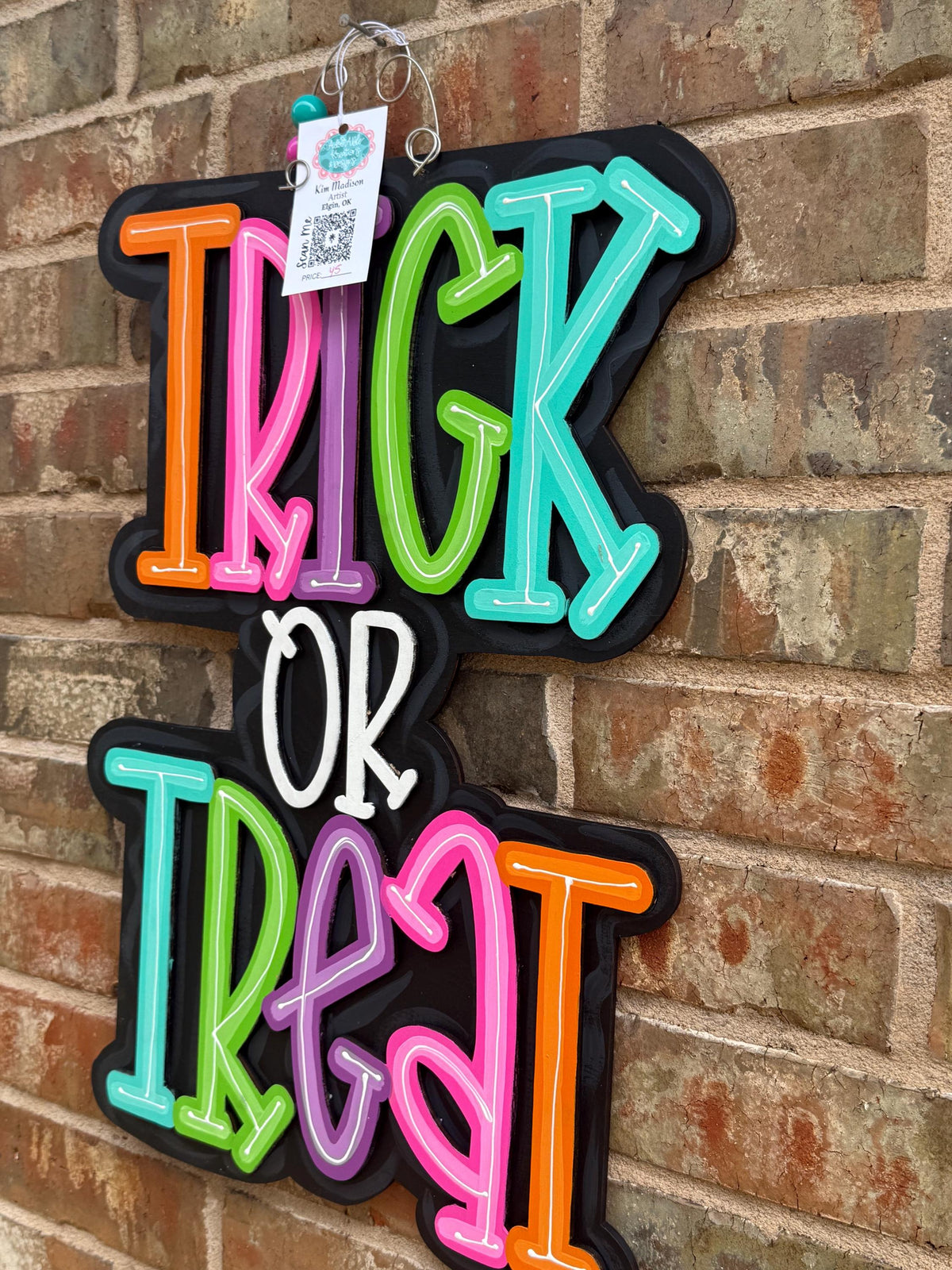 Trick or Treat Door Hanger: 3D Halloween Porch Decor