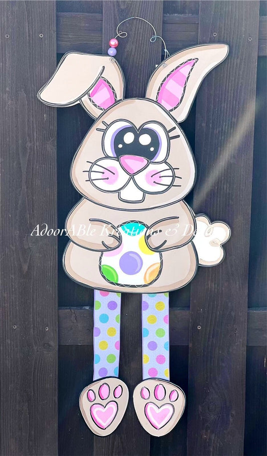 Easter Bunny Ribbon Legs Door Hanger, Spring Decor