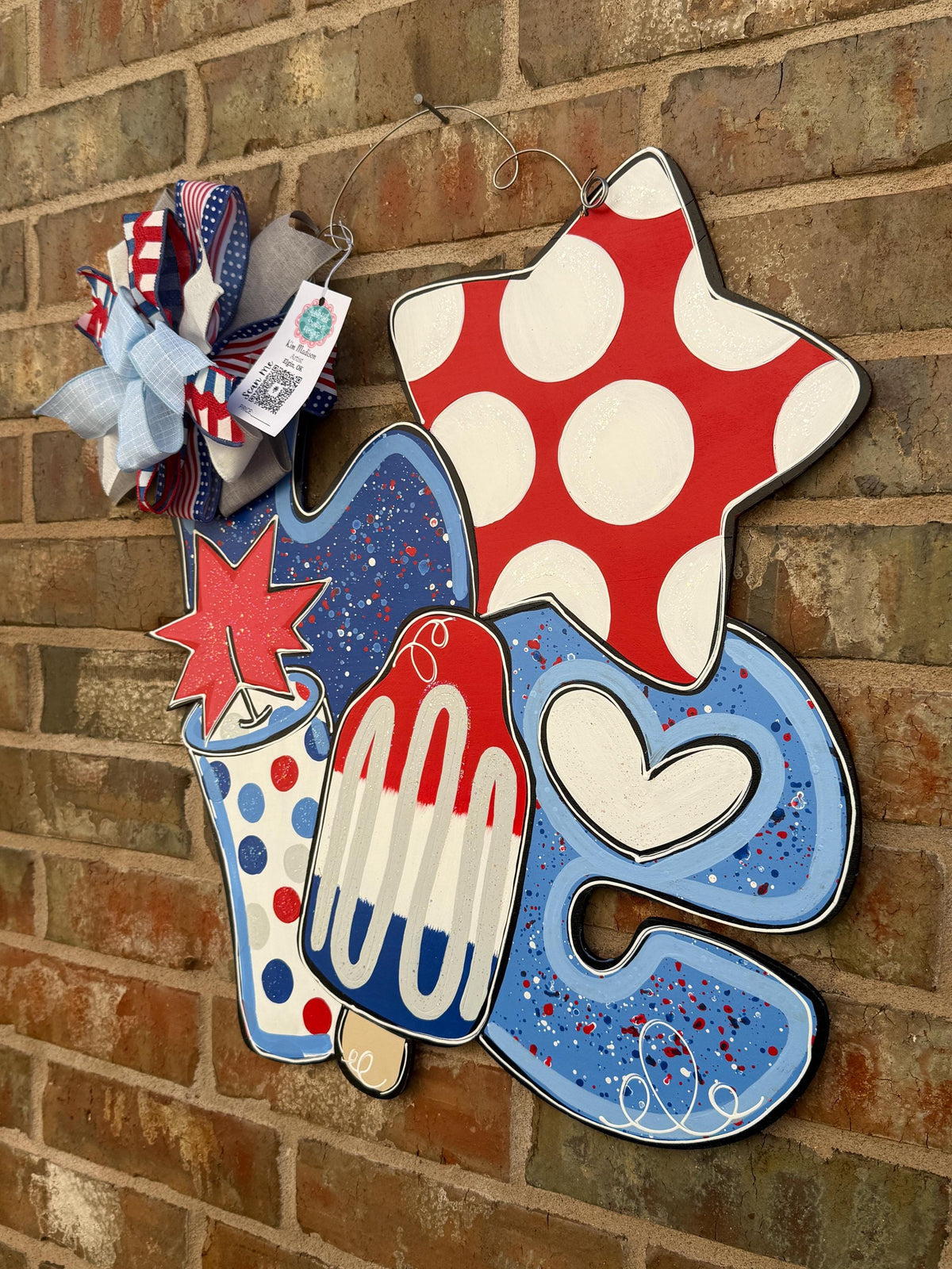 Patriotic LOVE Door Hanger, Independence Day, 4th of July, 20"x21"