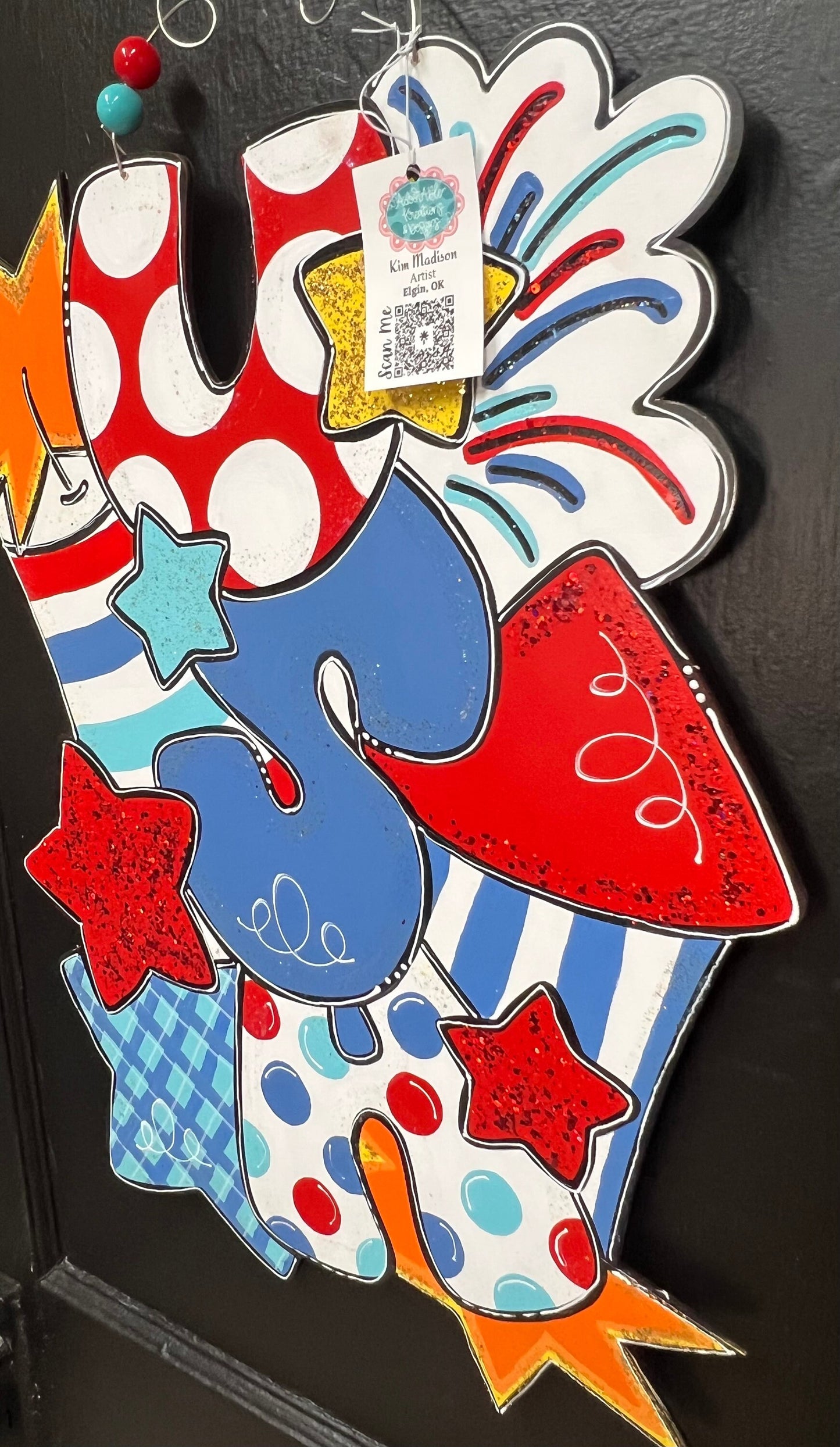 Hello Firecracker USA Door Hanger, 4th of July Decor (19x23)