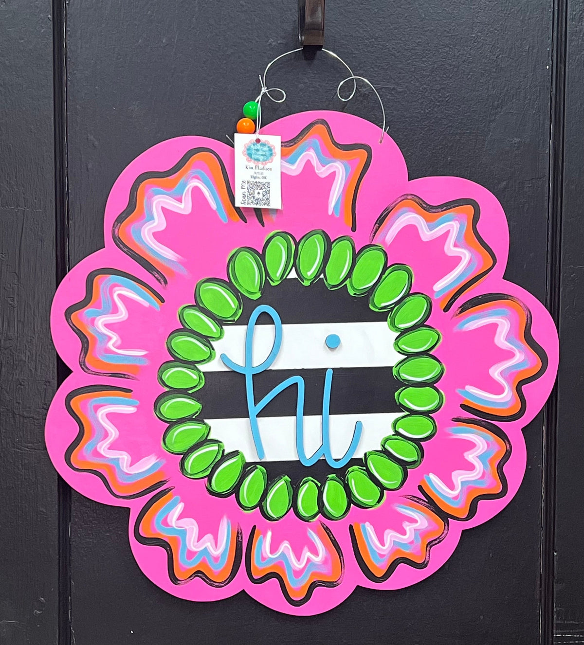 Hi Flower Door Hanger, Painted Birch Summer Wreath