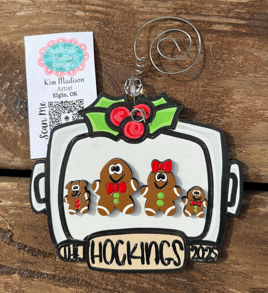 Gingerbread Family Cookie Sheet Ornament, Christmas Holiday Decor