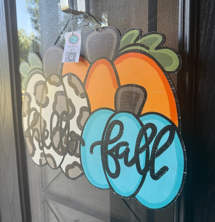 Hello Fall Pumpkin Trio Door Hanger