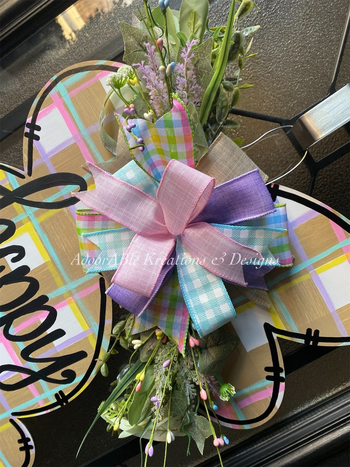 Happy Easter Bunny Door Hanger, Spring Decor (18"x20")