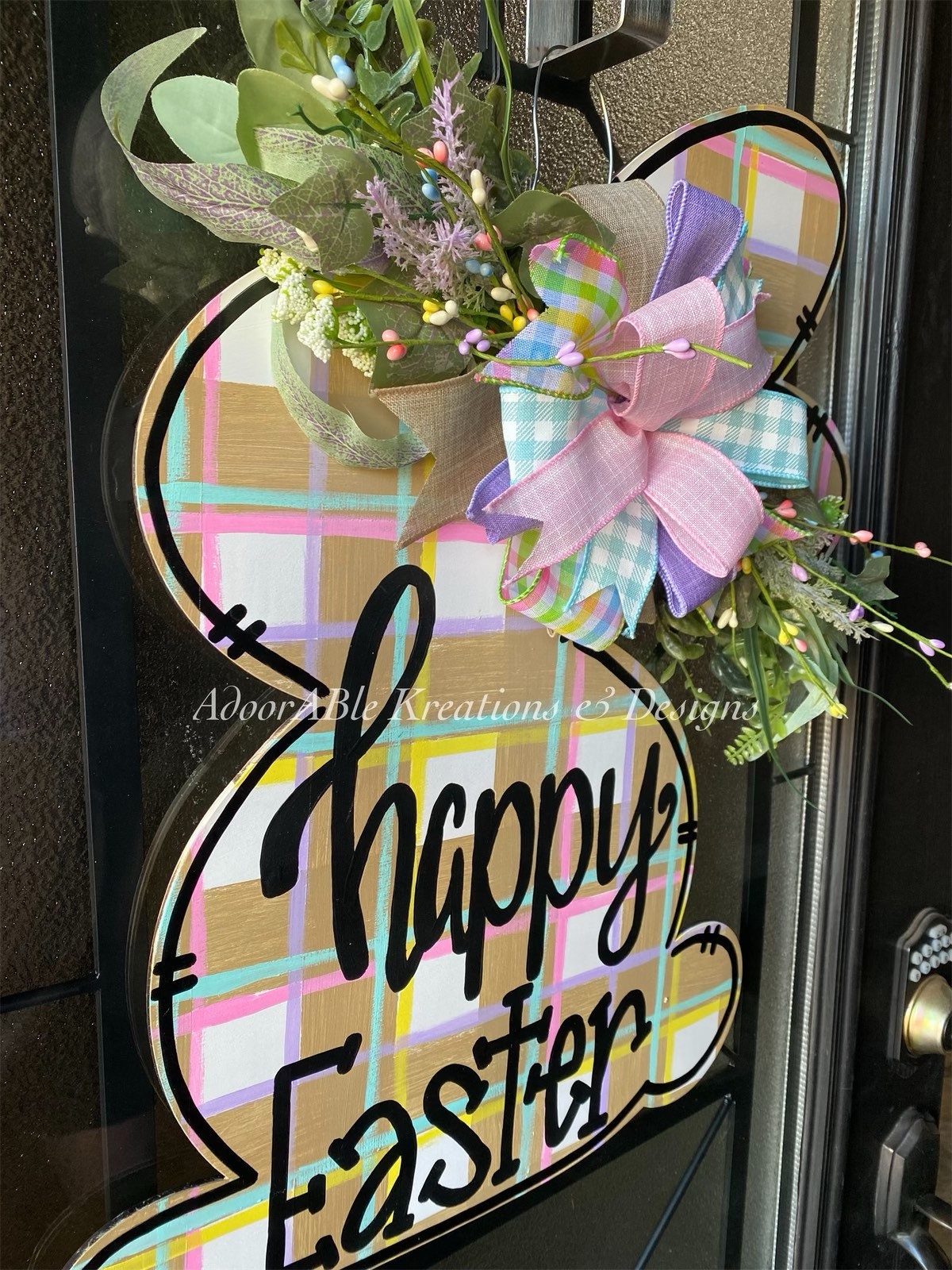 Happy Easter Bunny Door Hanger, Spring Decor (18"x20")