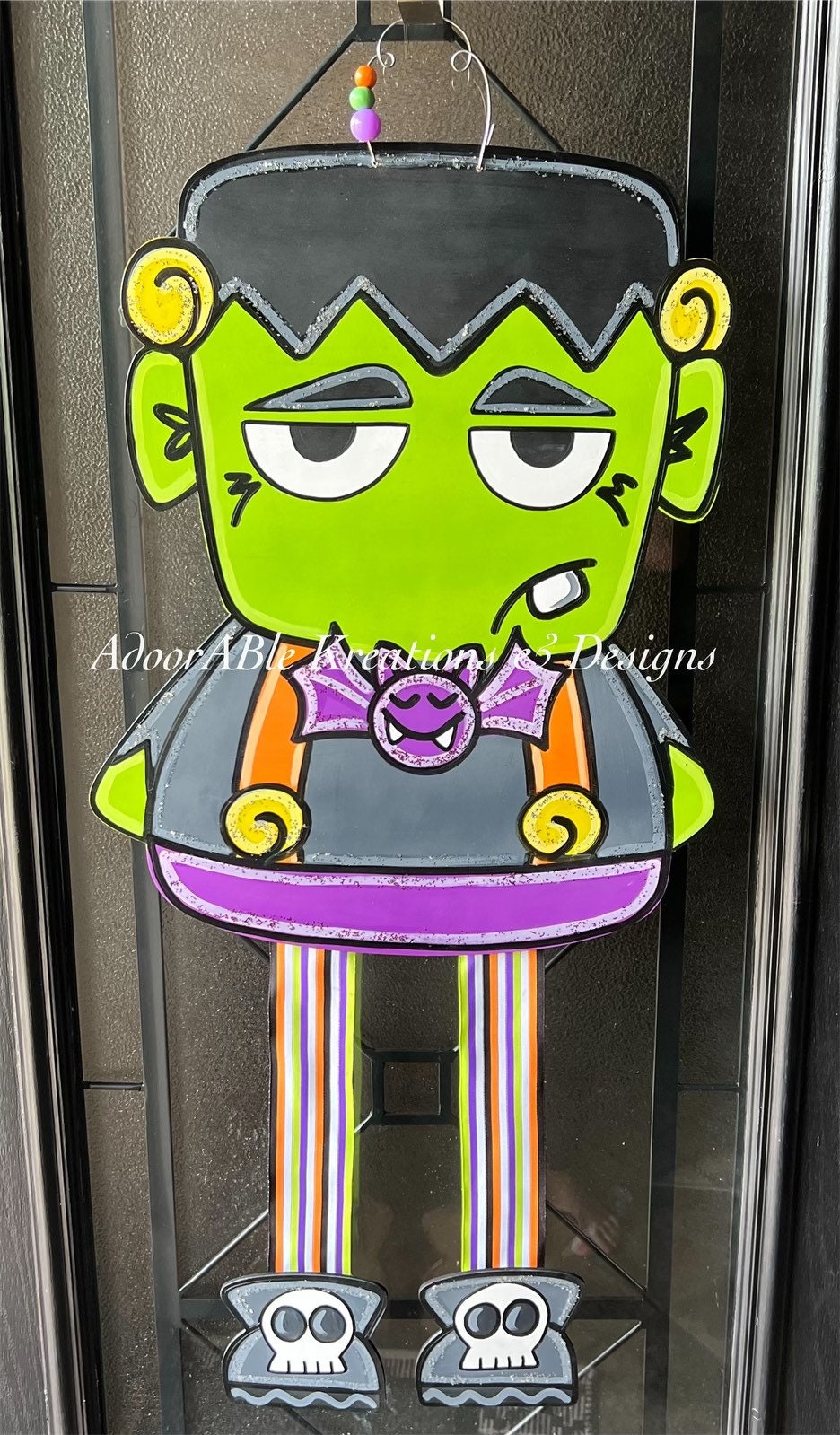 Frankenstein Ribbon Legs Door Hanger, Halloween Decor (18"x34")