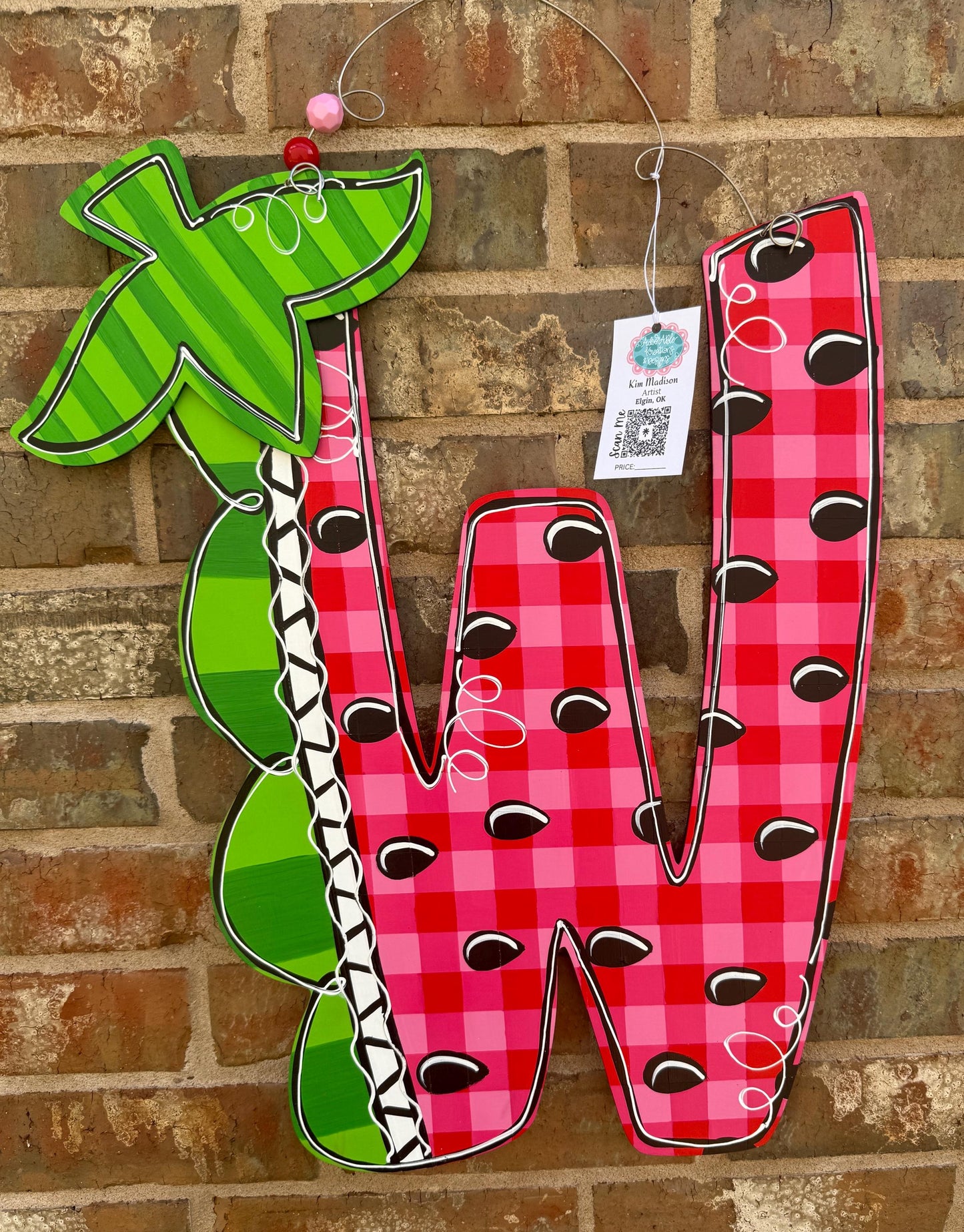 Watermelon Letter door hanger, Choose your letter, Approx 17"x22"