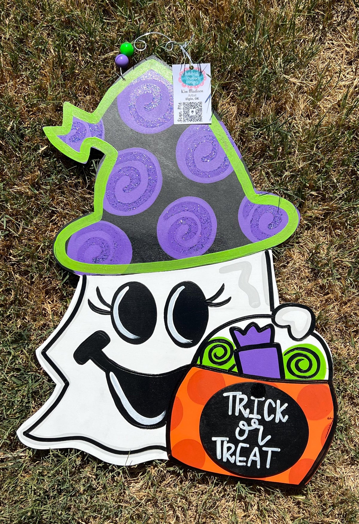 Ghost Trick or Treat Door Hanger, Out of Candy, Fall Decor