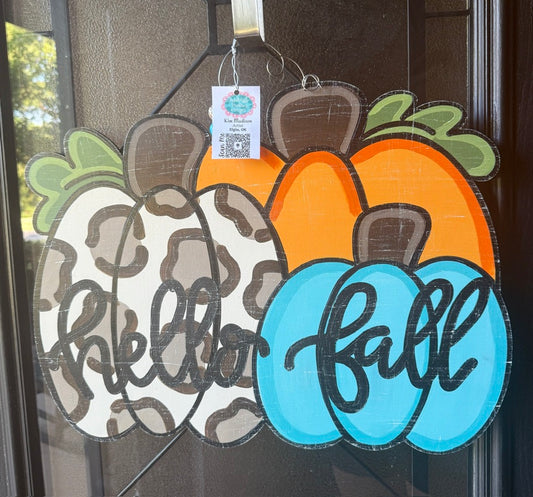 Hello Fall Pumpkin Trio Door Hanger