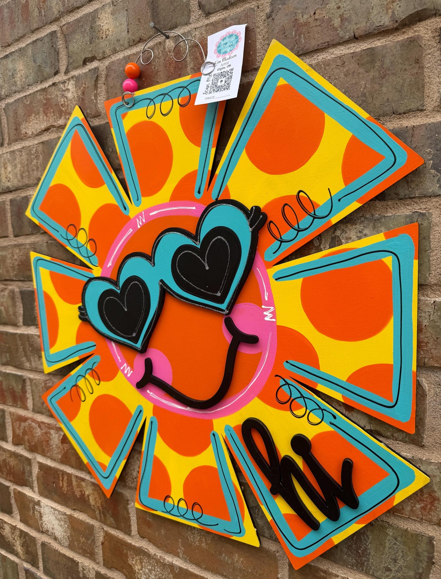 Summer Sun Door Hanger with Sunglasses, Beach Decor (22"x22")