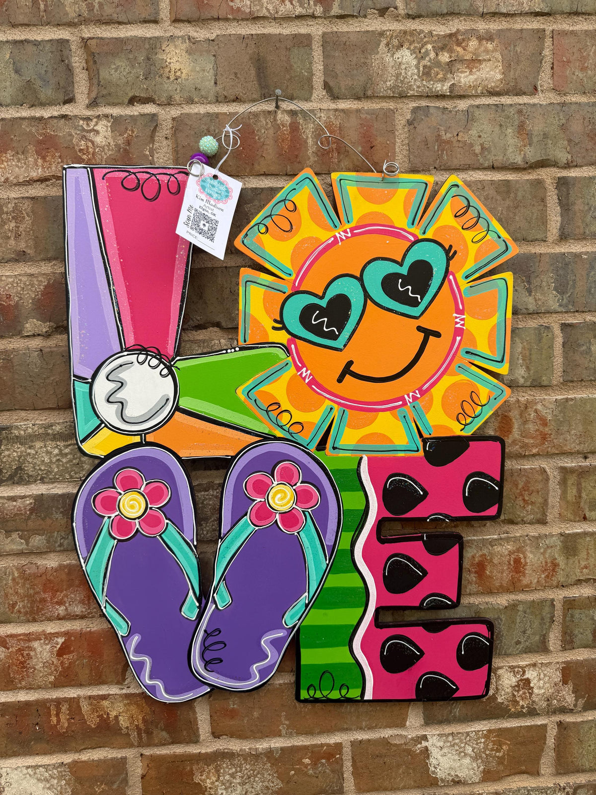 Summer LOVE Door Hanger, Painted Birch, Summer Decor, 19"x23