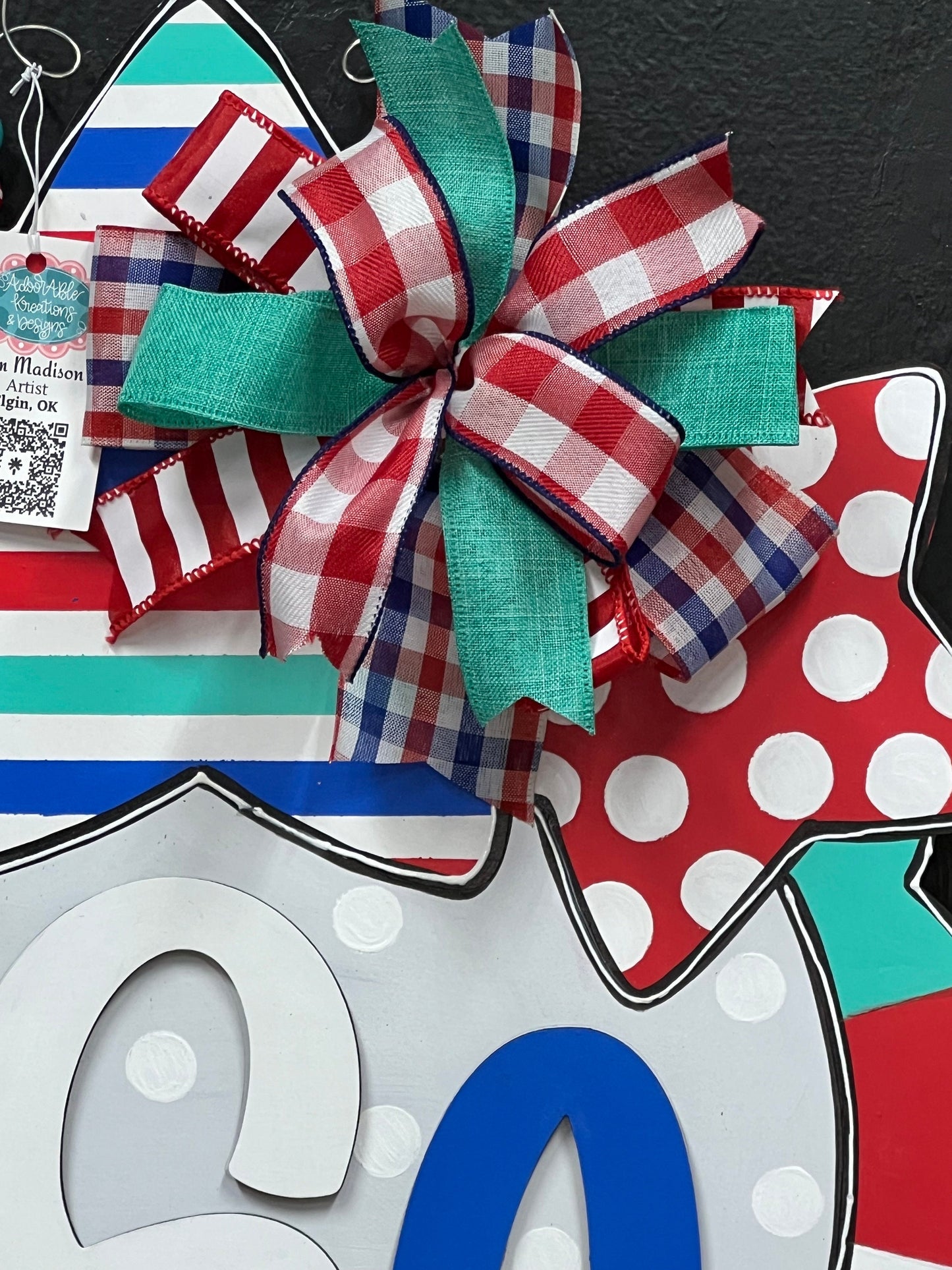 3D USA Stars Door Hanger, Patriotic Decor, 21" Round