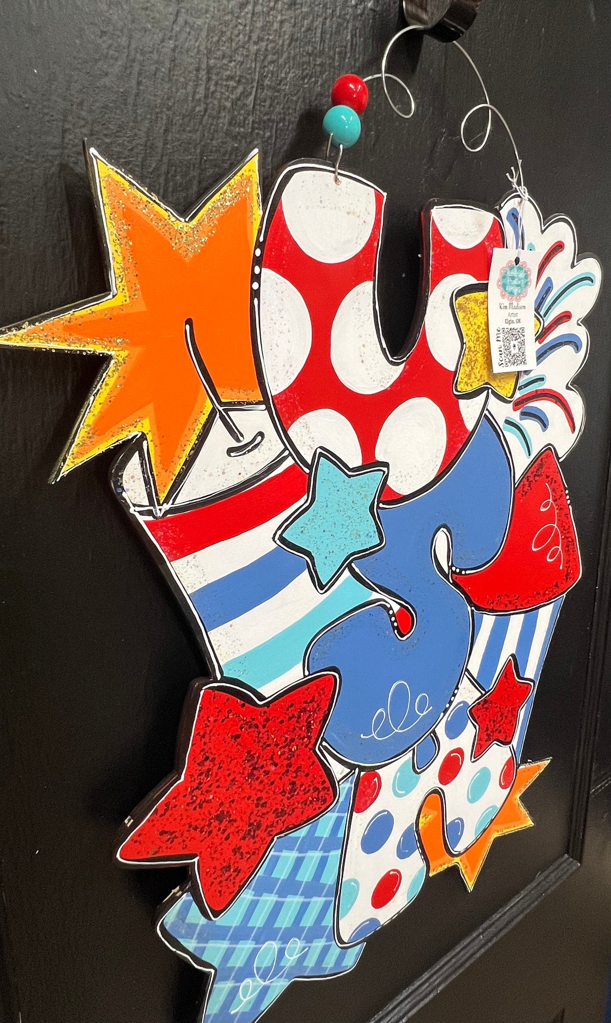 Hello Firecracker USA Door Hanger, 4th of July Decor (19x23)