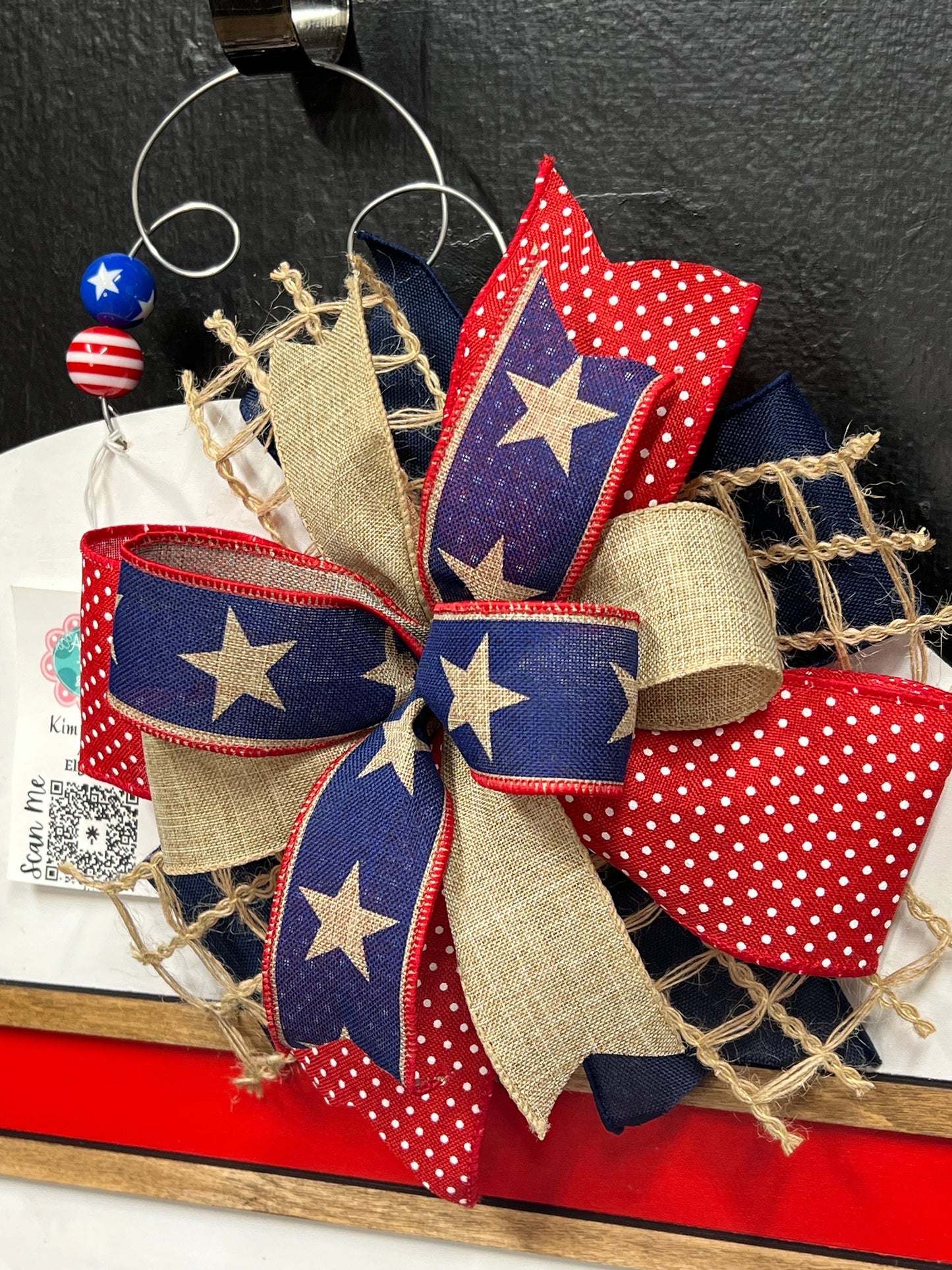 Welcome Flag Door Hanger, 4th of July Decor, 20” Round
