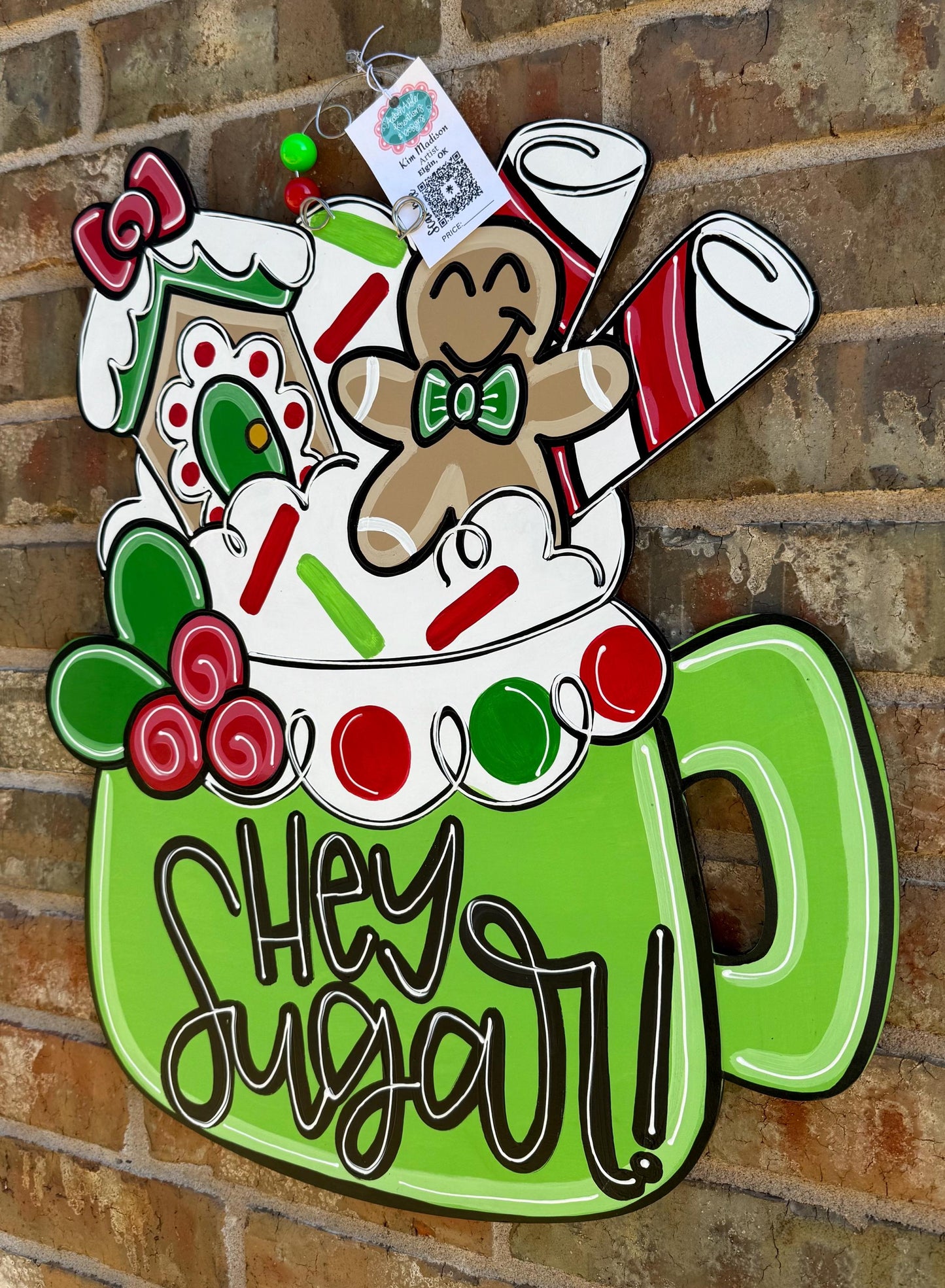 Hey Sugar Gingerbread Mug Door Hanger, Christmas Decor