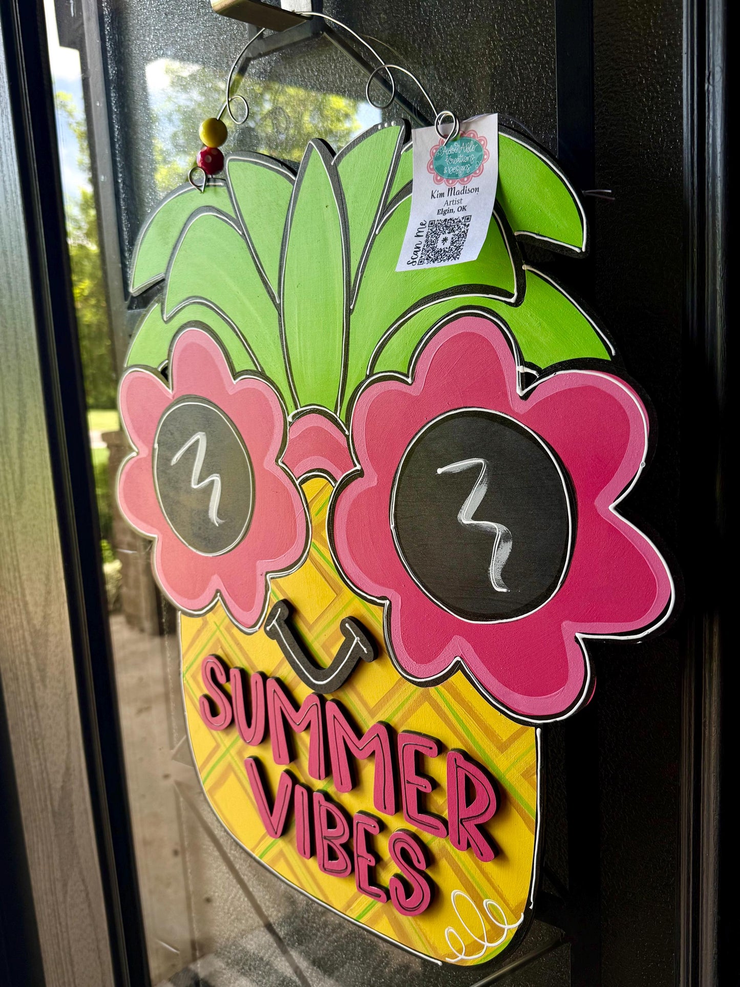 Pineapple with Glasses Door Hanger, Summer Beach Decor (20"x22")