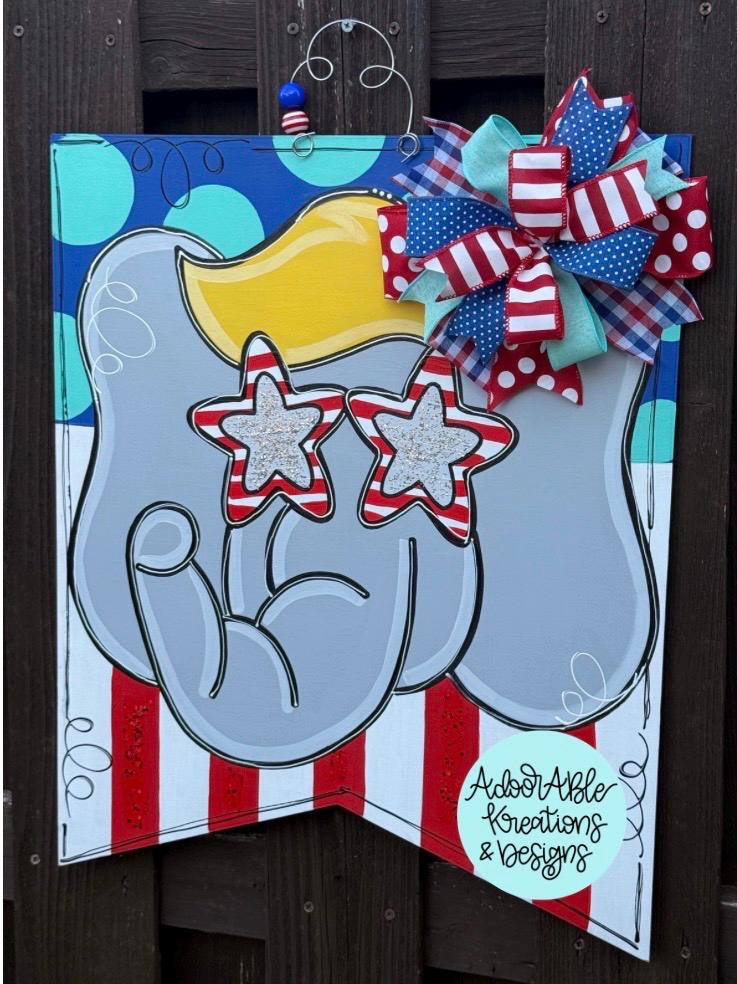 Trump Elephant Door Hanger, Patriotic USA Banner (19"x23")