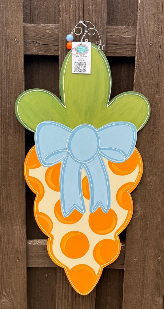 Carrot Door Hanger with Bow, Easter Spring Decor