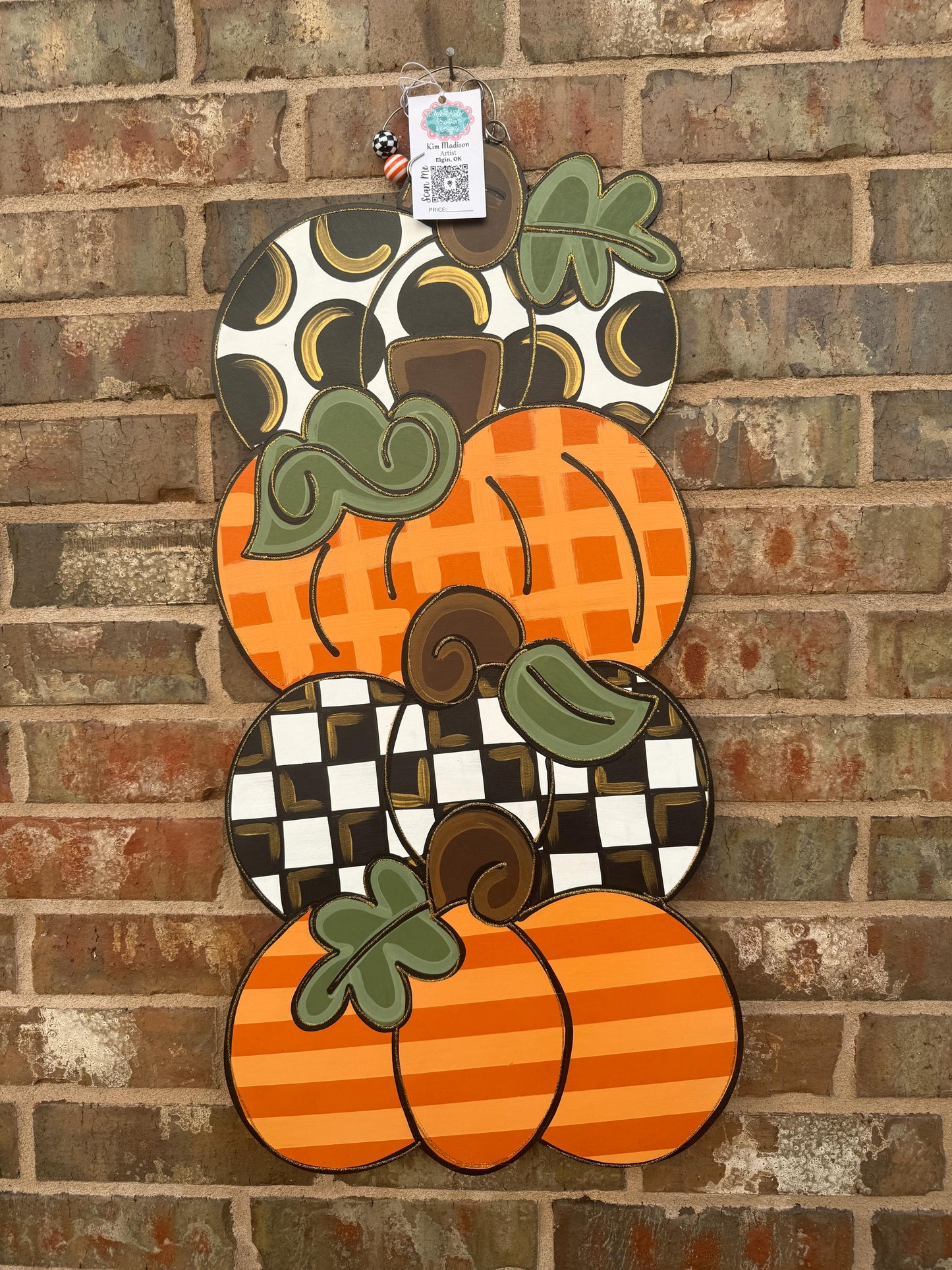 Pumpkin 4 Stack Door Hanger: Fall Decor (16"x30")