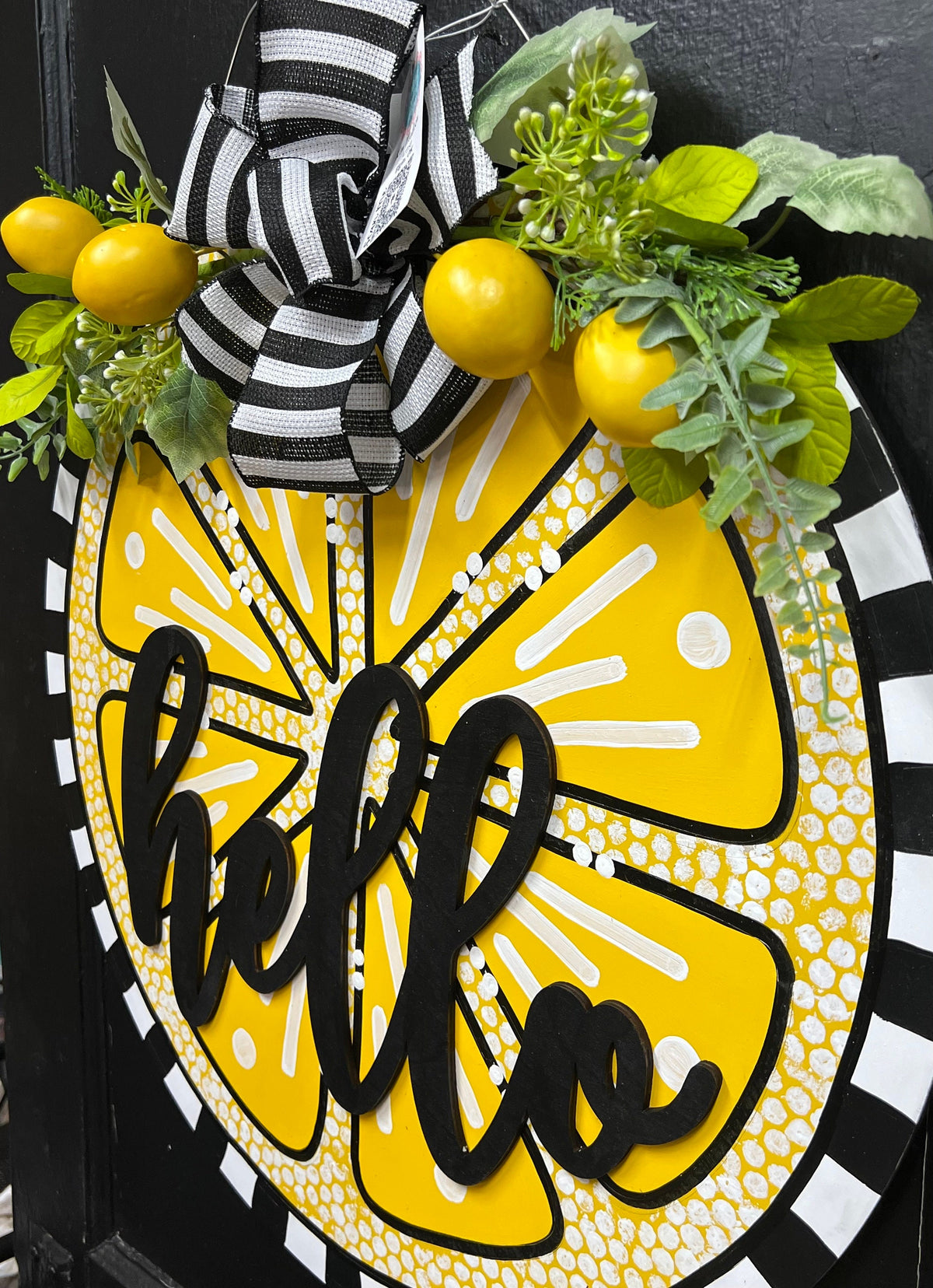 Lemon Hello 3D door hanger, Lemon, door hanger, Summer, 22” round