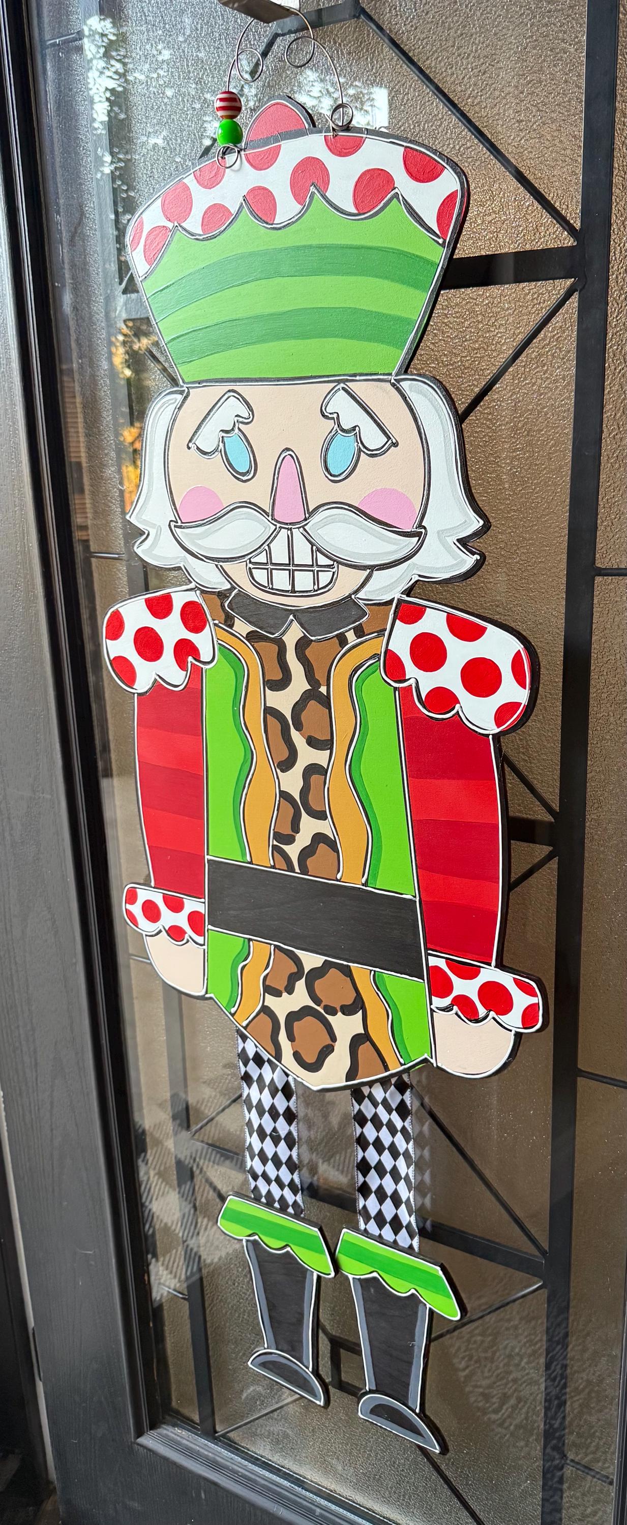 Jumbo Nutcracker Door Hanger with Ribbon Legs, Christmas Decor (17”x 41”