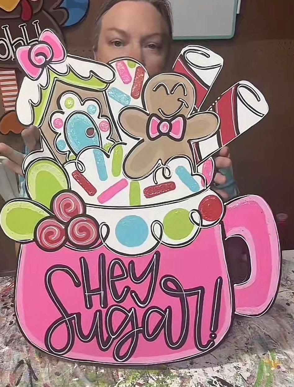 Hey Sugar Gingerbread Mug Door Hanger, Christmas Decor