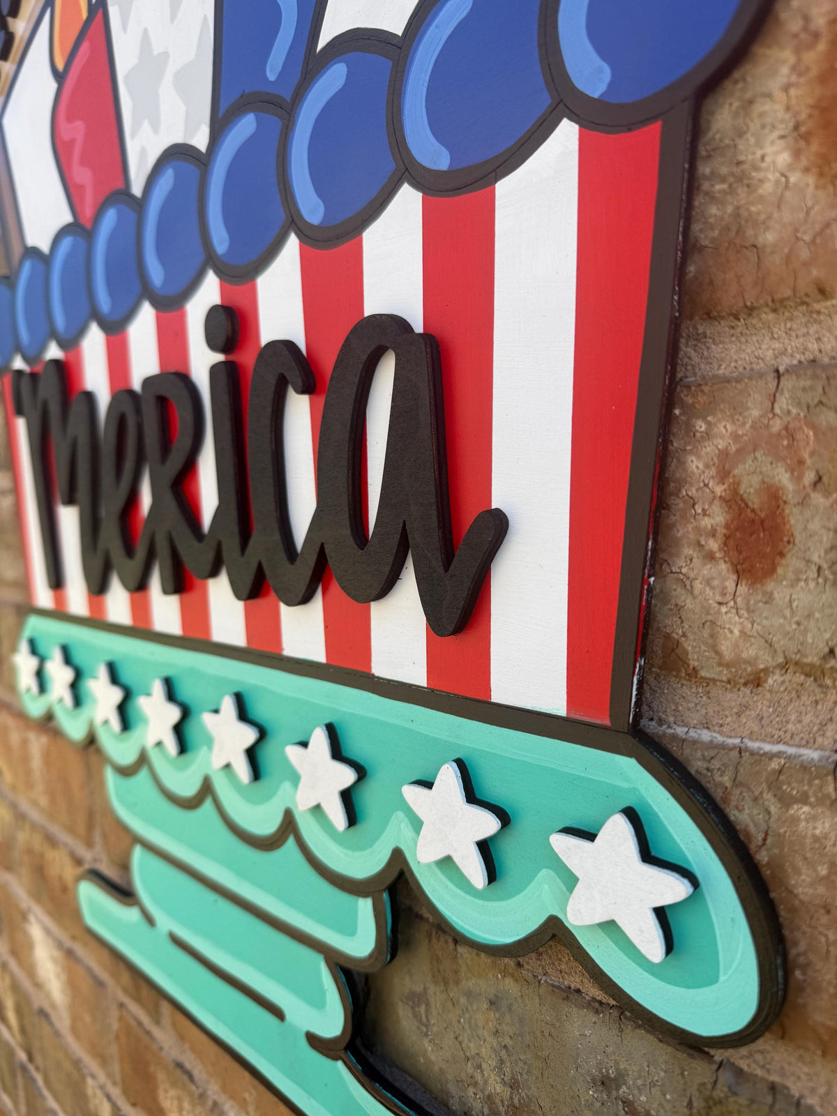 Merica Cake Door Hanger, Independence Day, 4th of July, 18"x23"