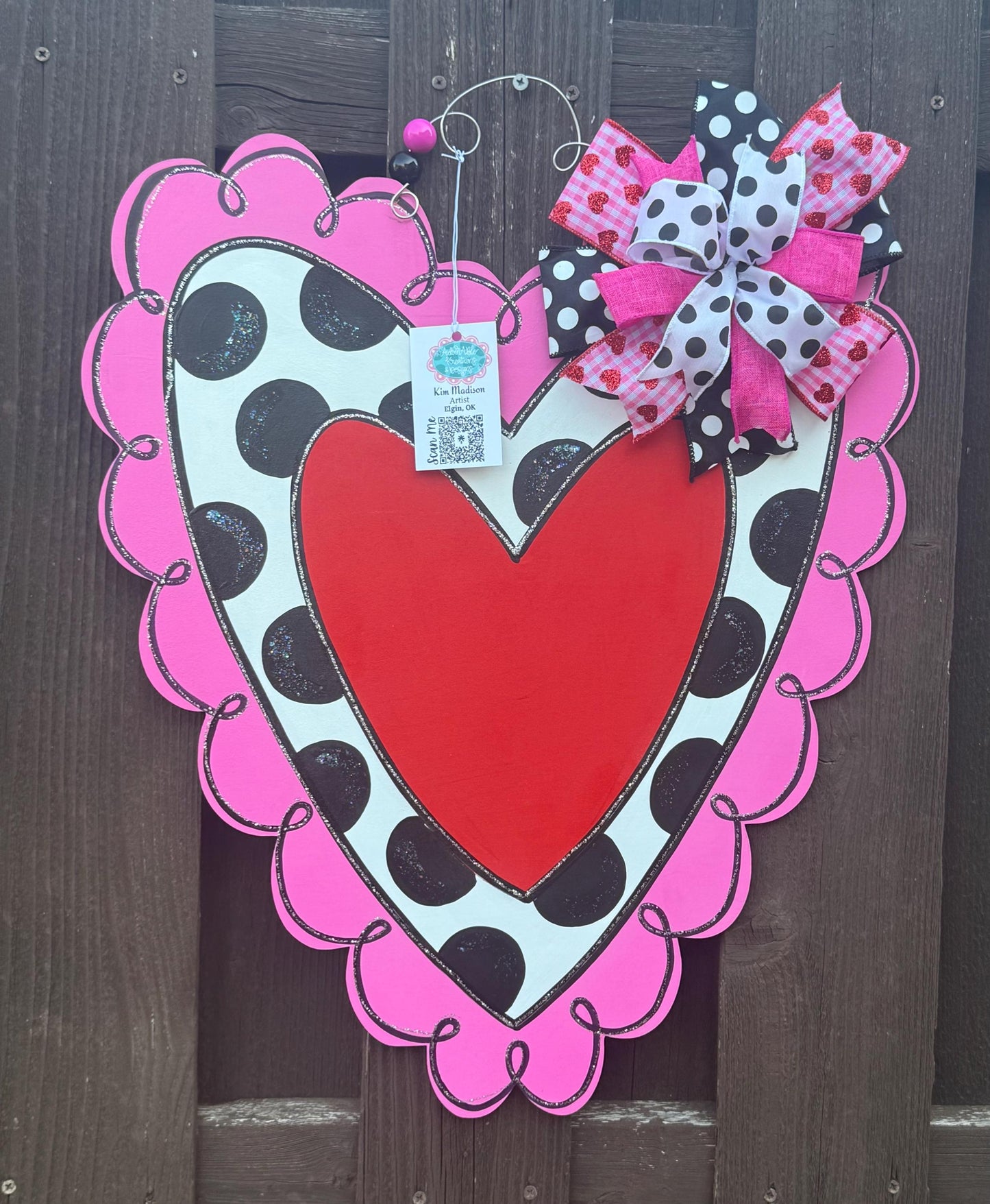 Valentine Pink Heart door hanger, 19.5”x23”