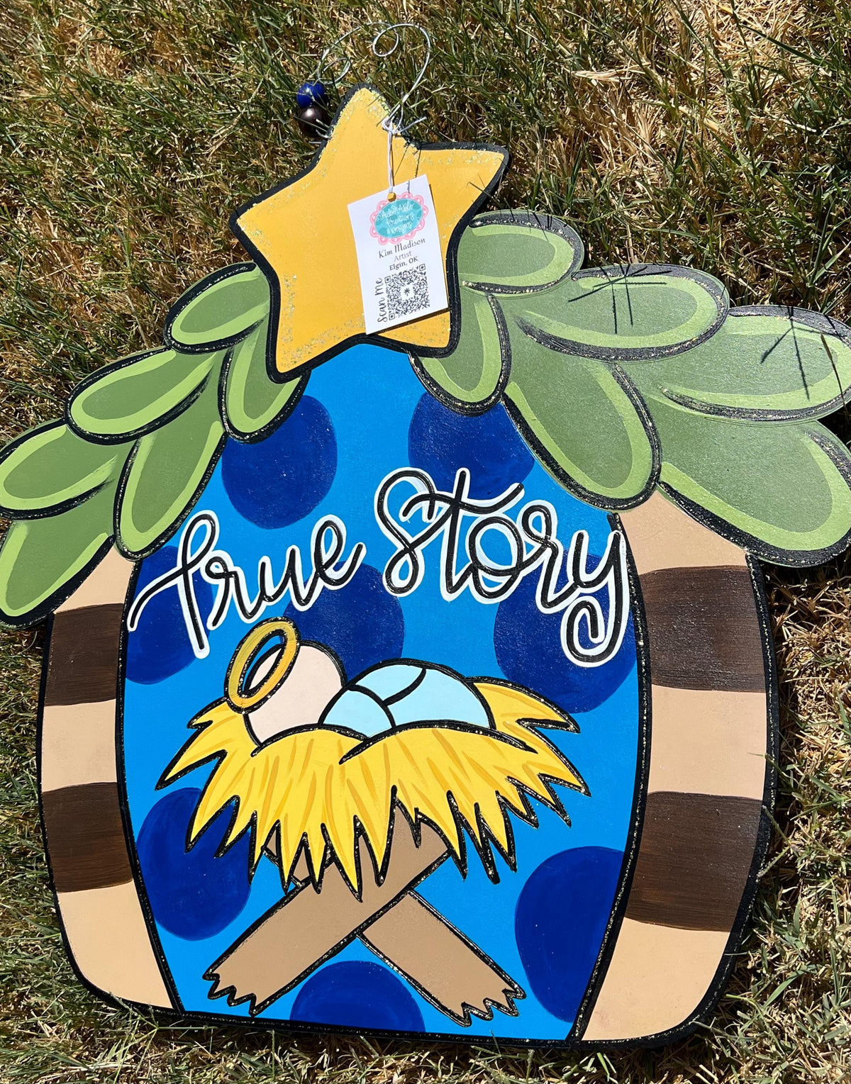 True Story Nativity Door Hanger, Christmas Decor (19x23")