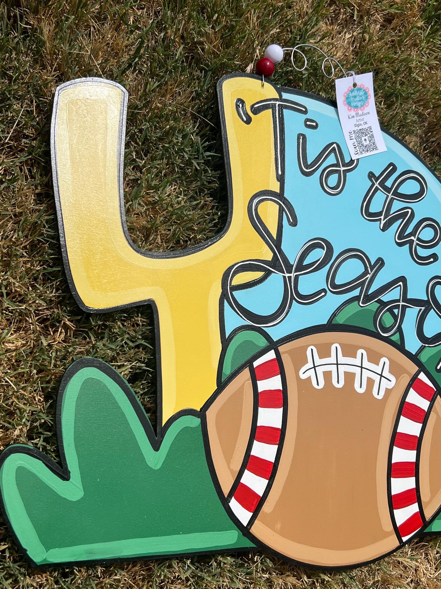 Handmade Football Door Hanger, Sports Decor (19"x22.5")