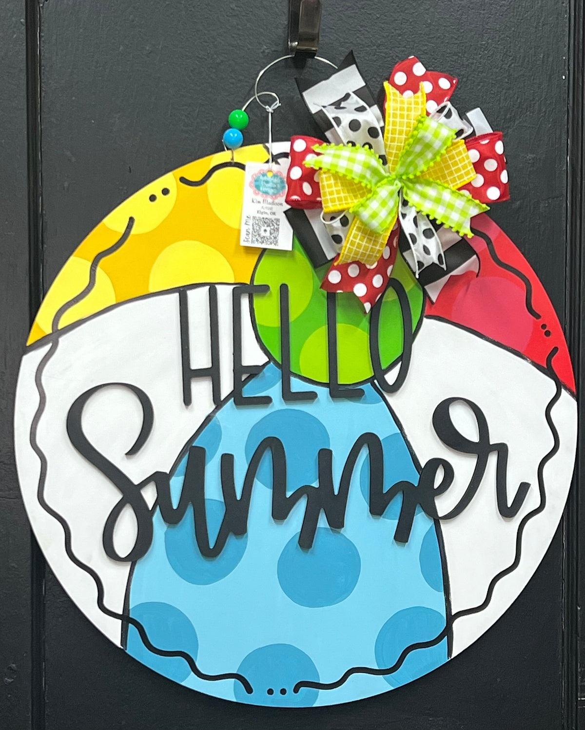 3D Hello Summer Beachball Door Hanger, 23" Round