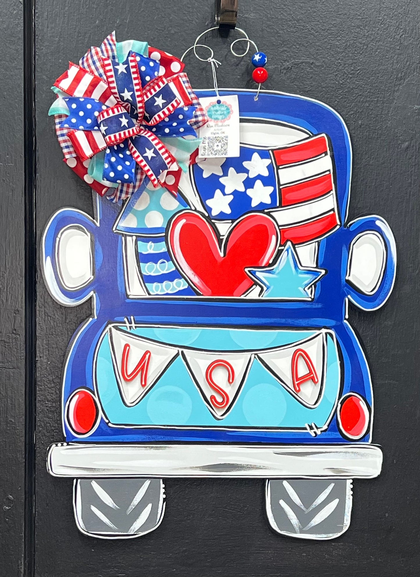 USA Truck Door Hanger, Patriotic Decor, 4th of July, 19x22