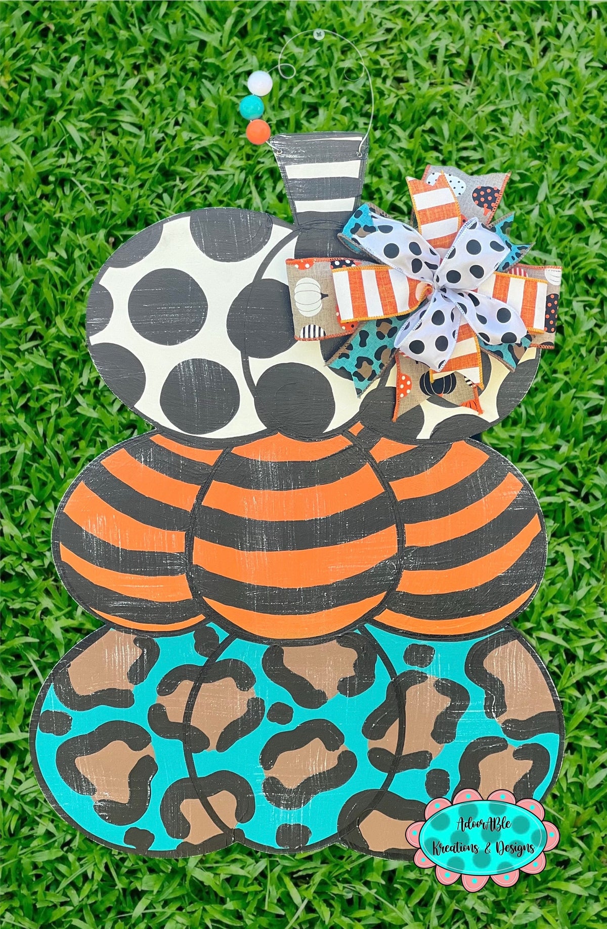 Leopard Print Pumpkin Door Hanger, Fall Decor