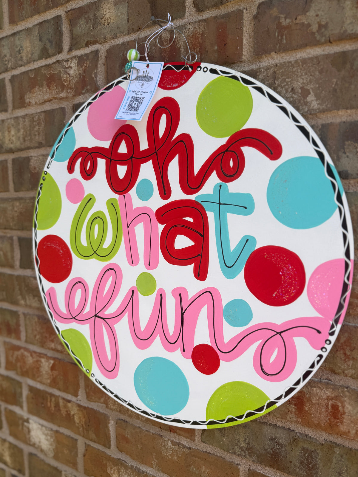 Oh What Fun Colorful Round Door Hanger