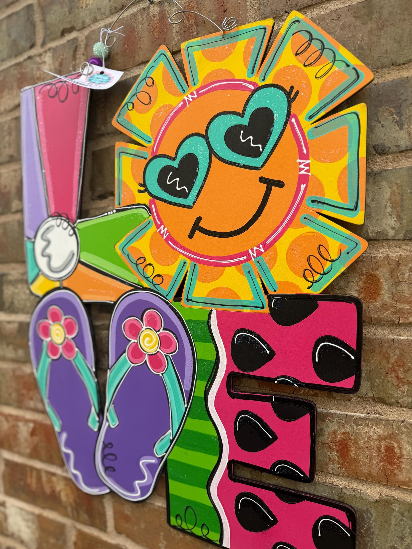 Summer LOVE Door Hanger, Painted Birch, Summer Decor, 19"x23