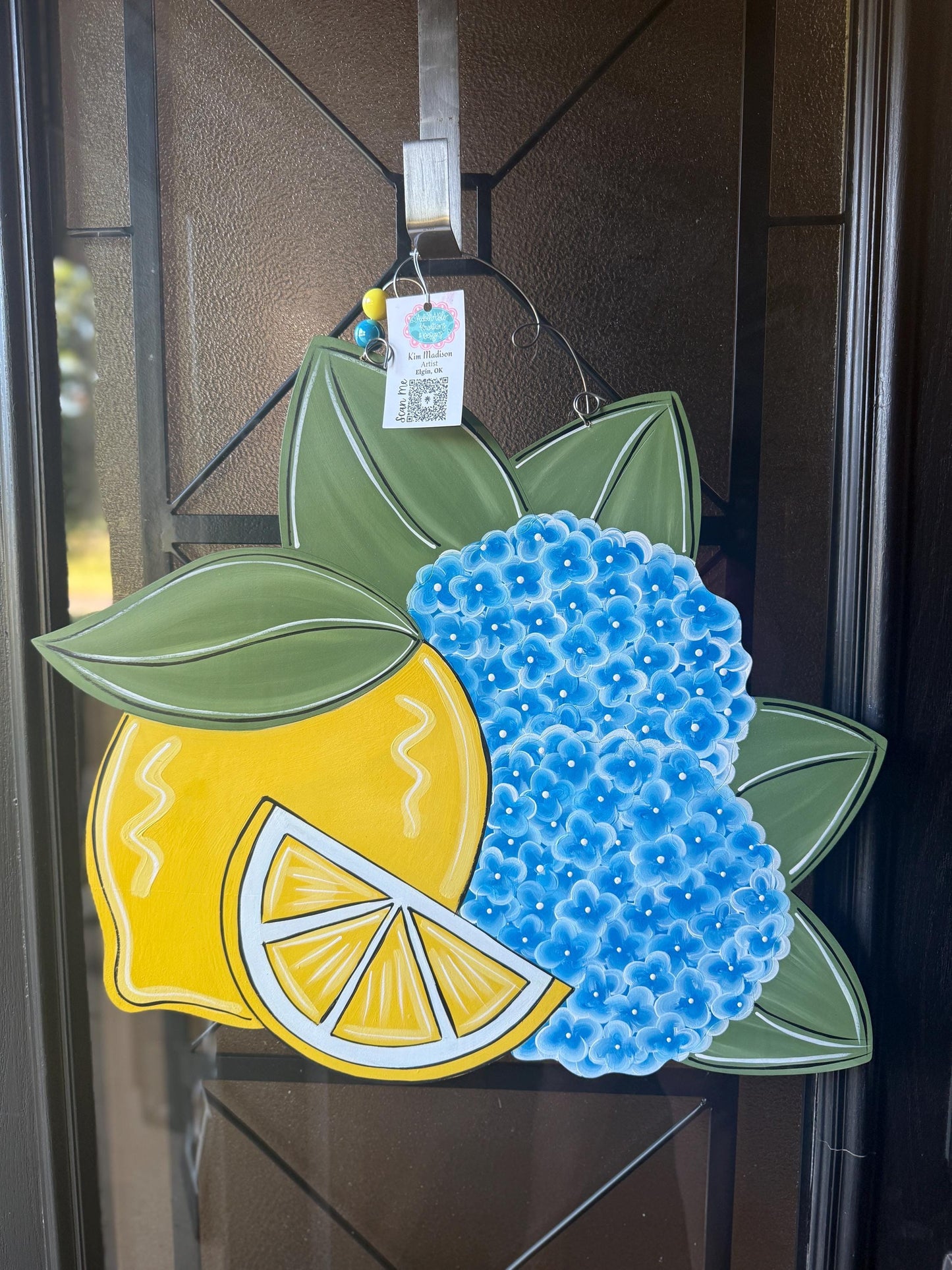 Lemon and hydrangeas Door Hanger