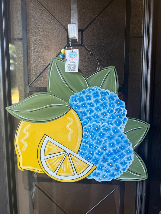 Lemon and hydrangeas Door Hanger