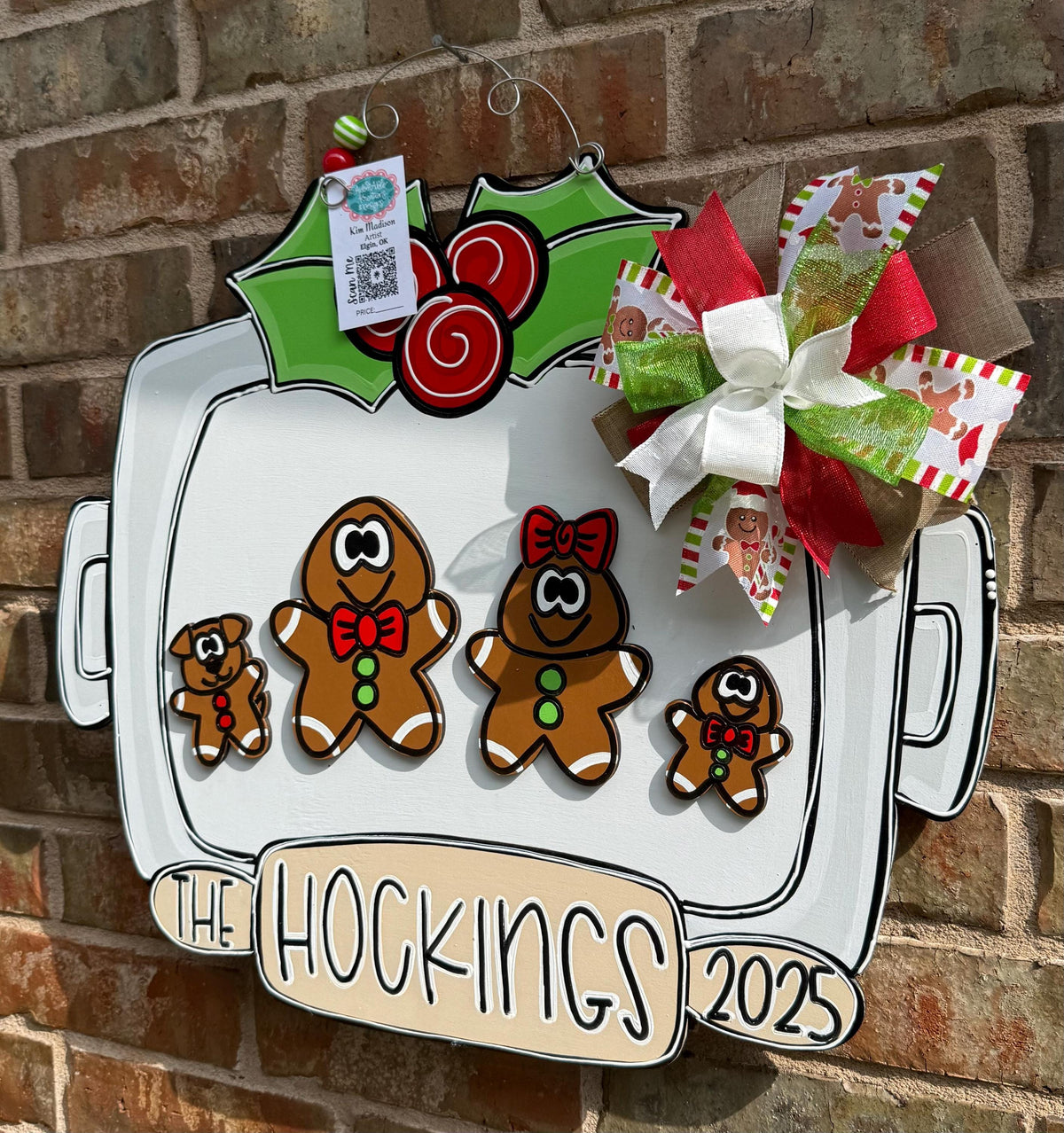 Gingerbread Family Cookie Sheet Door Hanger, Christmas Holiday Decor