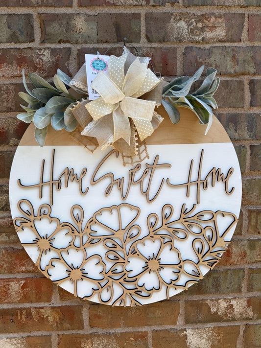 3D Home Sweet Home Door Hanger, Everyday Decor (22" Round)
