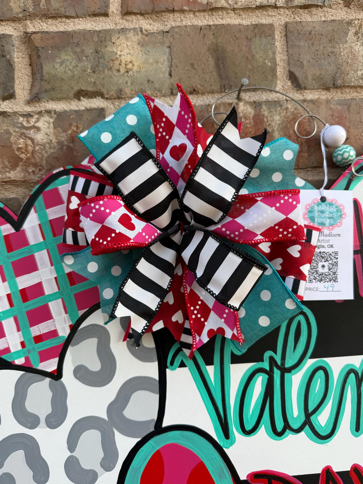 Hand Painted Valentine Hearts Door Hanger | Plywood Valentines Decor