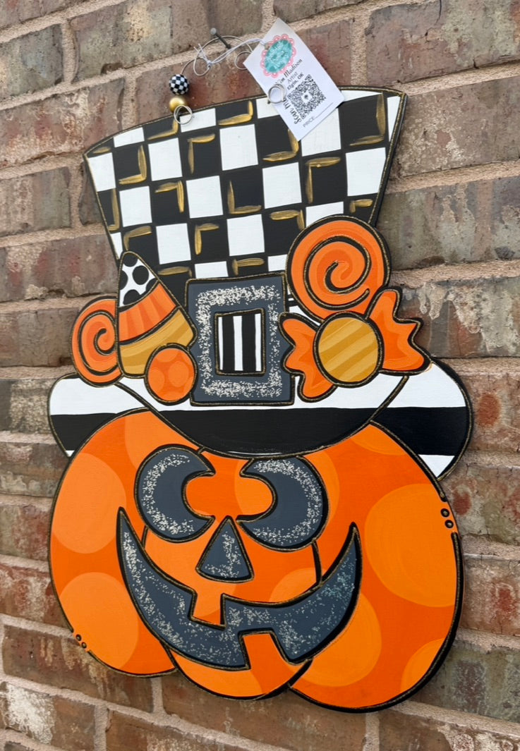 Jack O Lantern Candy Corn Door Hanger