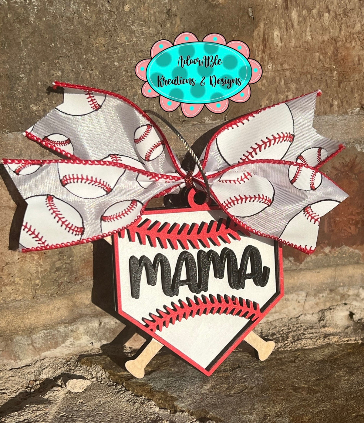 Personalized Baseball Softball Bogg Bag Tag, 3D Plywood Mom Charm