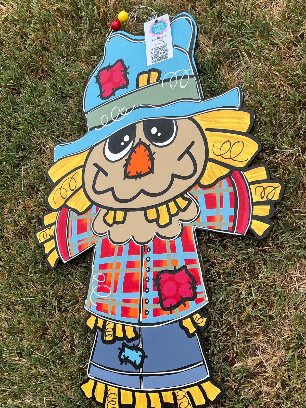 Handmade Scarecrow Door Hanger, Fall Decor (19x26)