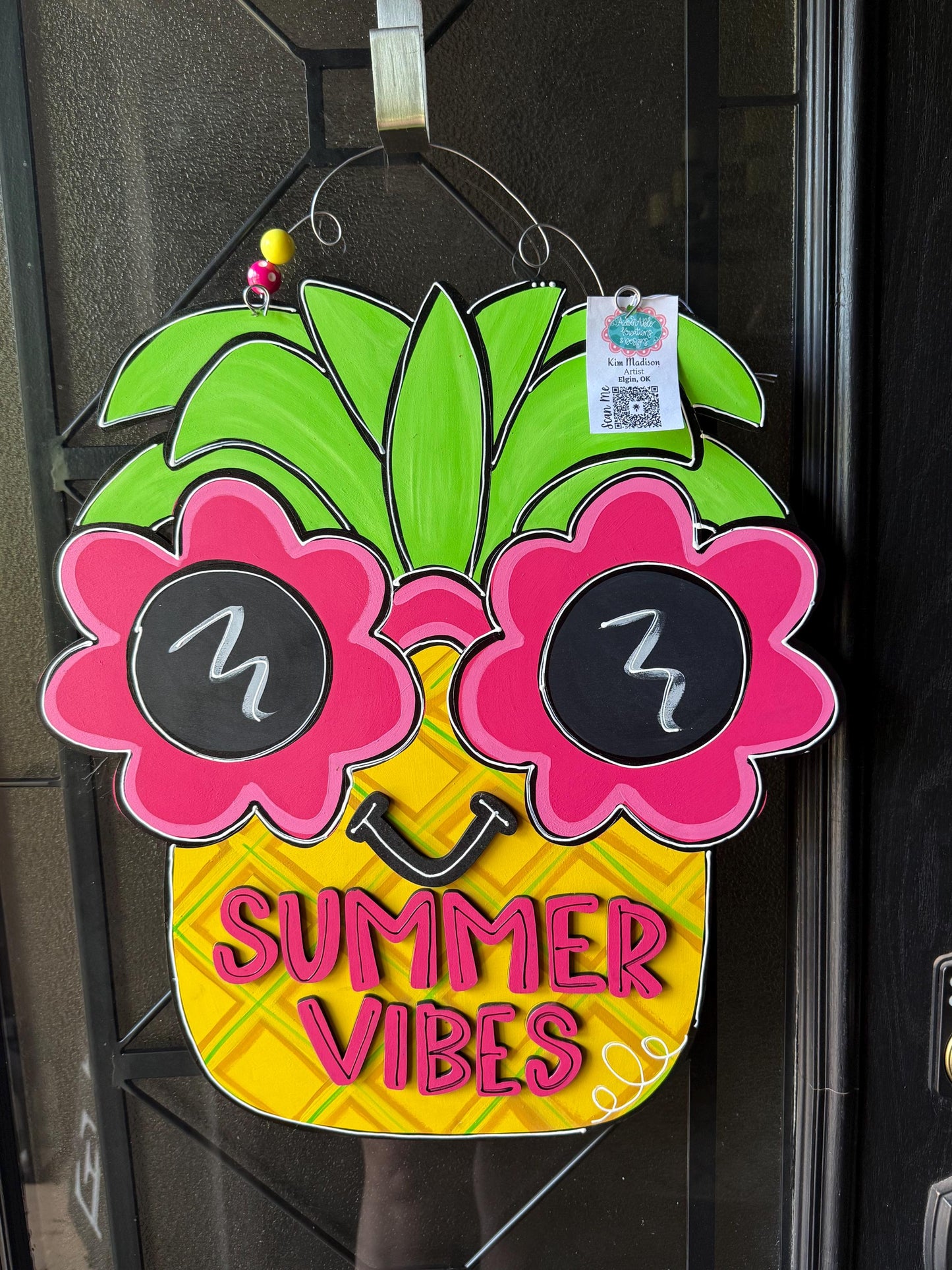Pineapple with Glasses Door Hanger, Summer Beach Decor (20"x22")
