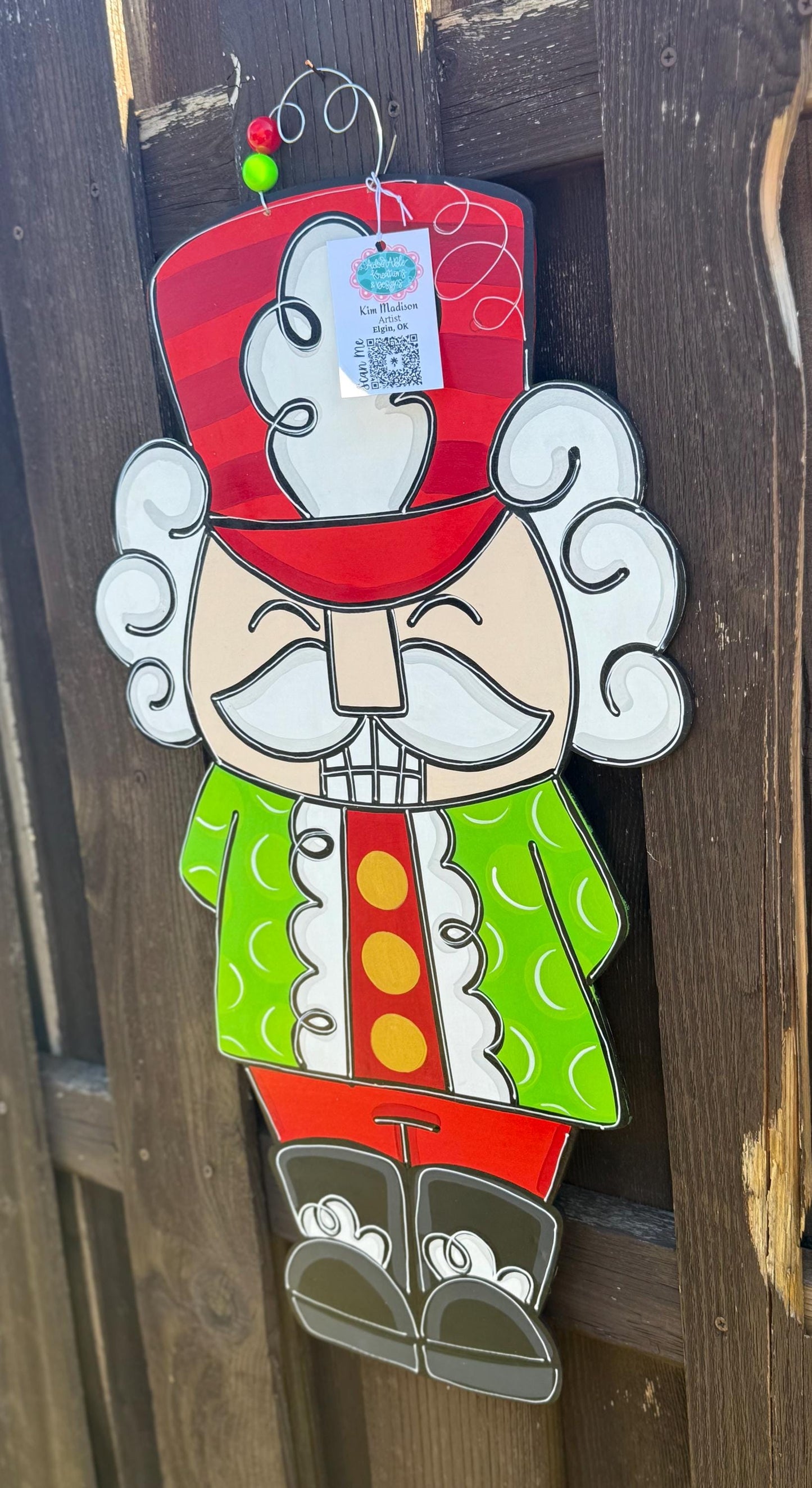 Hand Painted Nutcracker Door Hanger, Christmas Decor (16”x30")